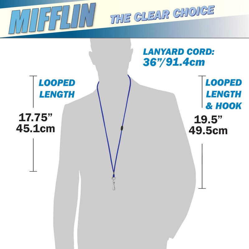 MIFFLIN-USA - Adjustable Safety Breakaway Lanyards for ID Badges, Identification Cards & Name Tags - Blue, 36 Inch, Bulk Pack of 250 - Image 3